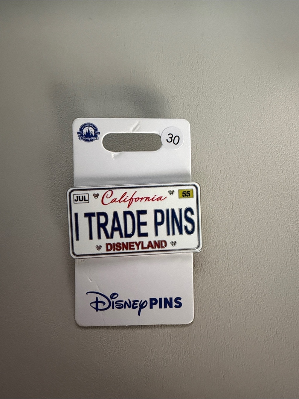 Disney Disneyland License Plate Pin - White, Blue, Red